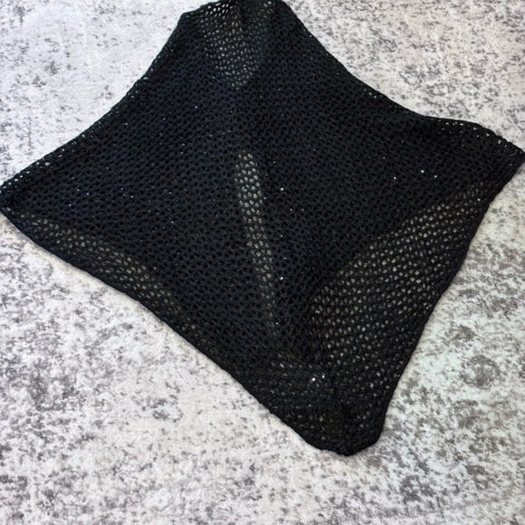 Charlie Paige Women's Black Sequin Knitted Shawl Cover Up Poncho - Picture 4 of 7